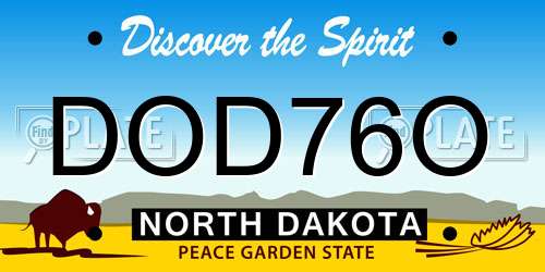 DOD76O North Dakota License Plate