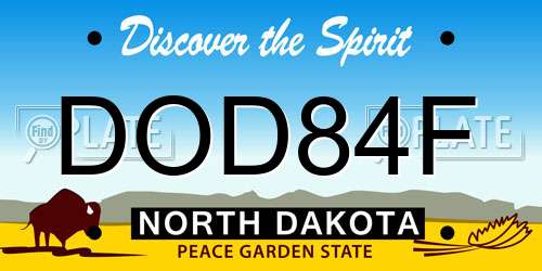 DOD84F North Dakota License Plate