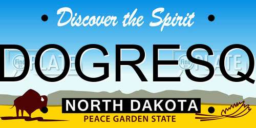 DOGRESQ North Dakota License Plate