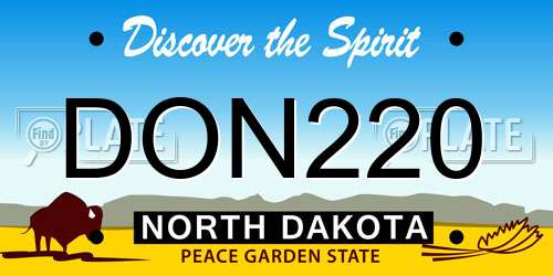 DON220 North Dakota License Plate