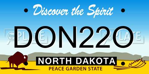 DON22O North Dakota License Plate