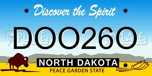 DOO26O North Dakota License Plate