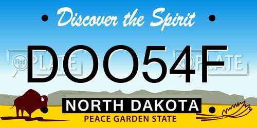 DOO54F North Dakota License Plate