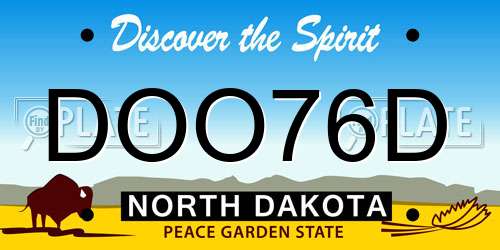 DOO76D North Dakota License Plate