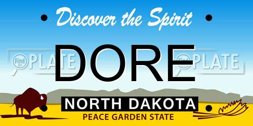 DORE North Dakota License Plate
