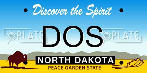 DOS North Dakota License Plate