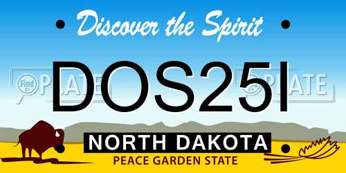 DOS25I North Dakota License Plate