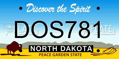 DOS781 North Dakota License Plate