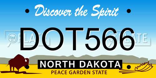 DOT566 North Dakota License Plate