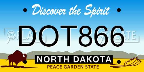 DOT866 North Dakota License Plate