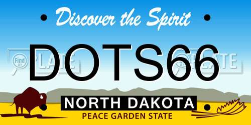DOTS66 North Dakota License Plate