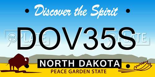 DOV35S North Dakota License Plate