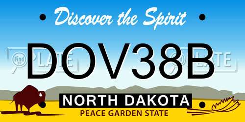 DOV38B North Dakota License Plate