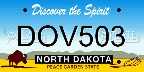 DOV503 North Dakota License Plate