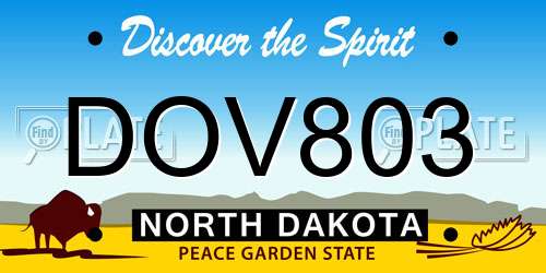 DOV803 North Dakota License Plate