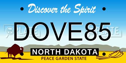 DOVE85 North Dakota License Plate