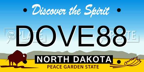 DOVE88 North Dakota License Plate
