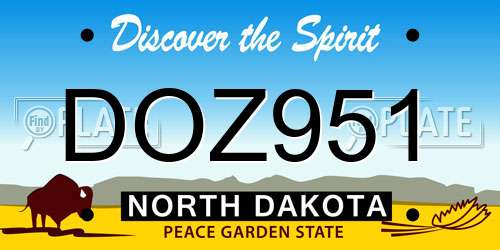 DOZ951 North Dakota License Plate