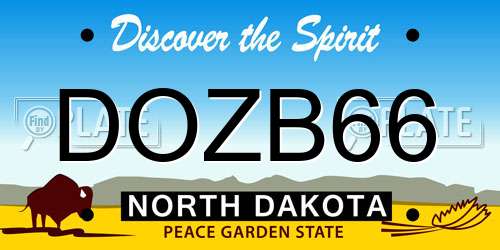 DOZB66 North Dakota License Plate