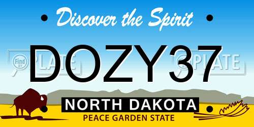 DOZY37 North Dakota License Plate