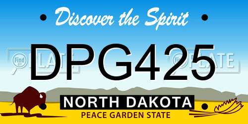 DPG425 North Dakota License Plate