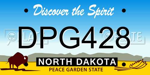 DPG428 North Dakota License Plate