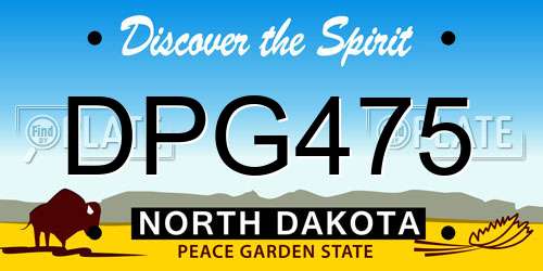 DPG475 North Dakota License Plate