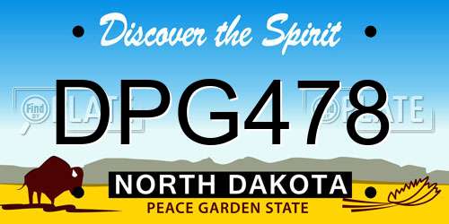 DPG478 North Dakota License Plate