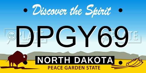 DPGY69 North Dakota License Plate