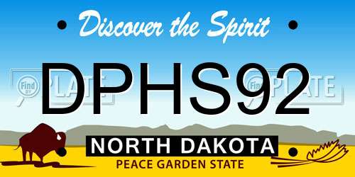 DPHS92 North Dakota License Plate