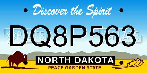 DQ8P563 North Dakota License Plate
