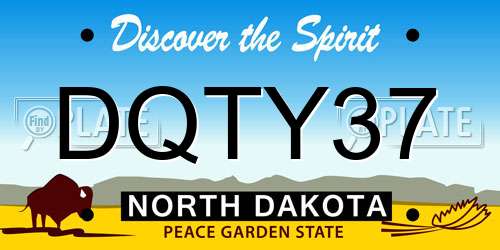 DQTY37 North Dakota License Plate