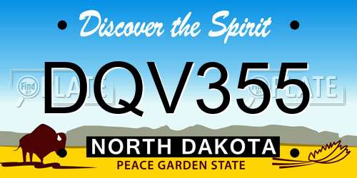 DQV355 North Dakota License Plate