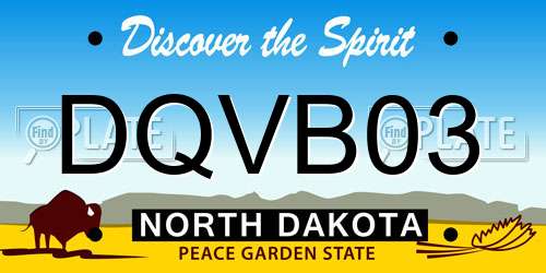 DQVB03 North Dakota License Plate