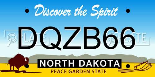 DQZB66 North Dakota License Plate