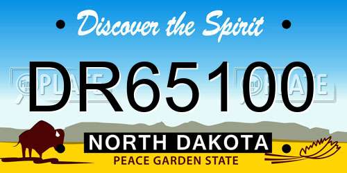 DR65100 North Dakota License Plate