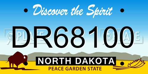 DR68100 North Dakota License Plate