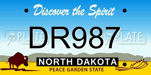 DR987 North Dakota License Plate