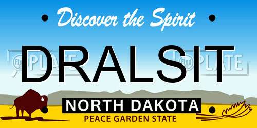 DRALSIT North Dakota License Plate