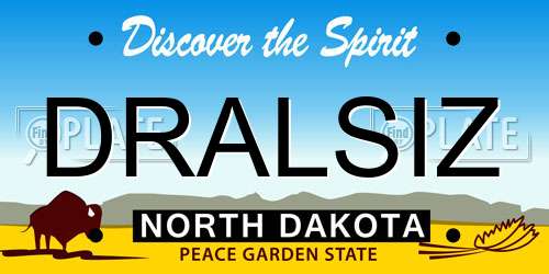 DRALSIZ North Dakota License Plate