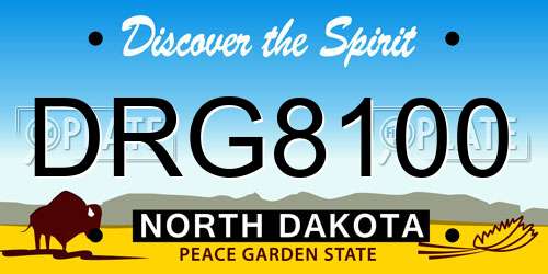 DRG8100 North Dakota License Plate