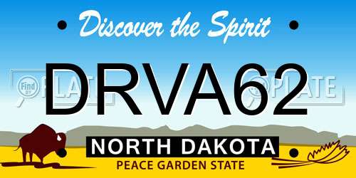 DRVA62 North Dakota License Plate