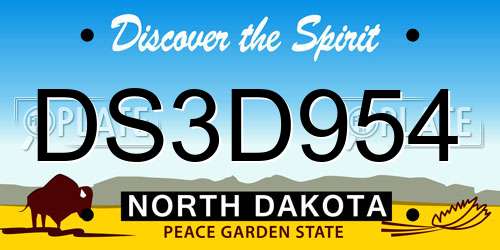 DS3D954 North Dakota License Plate