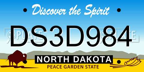 DS3D984 North Dakota License Plate
