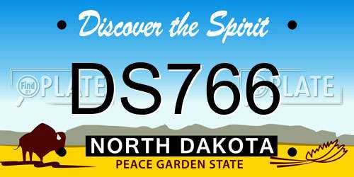 DS766 North Dakota License Plate