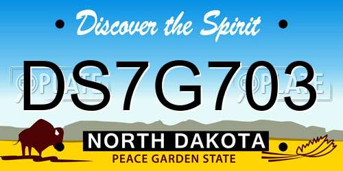 DS7G703 North Dakota License Plate