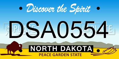 DSA0554 North Dakota License Plate