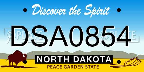 DSA0854 North Dakota License Plate