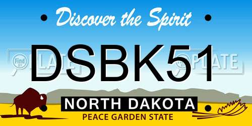 DSBK51 North Dakota License Plate