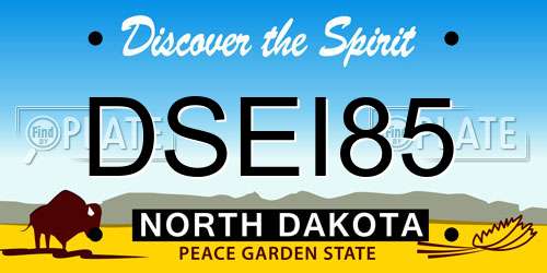 DSEI85 North Dakota License Plate